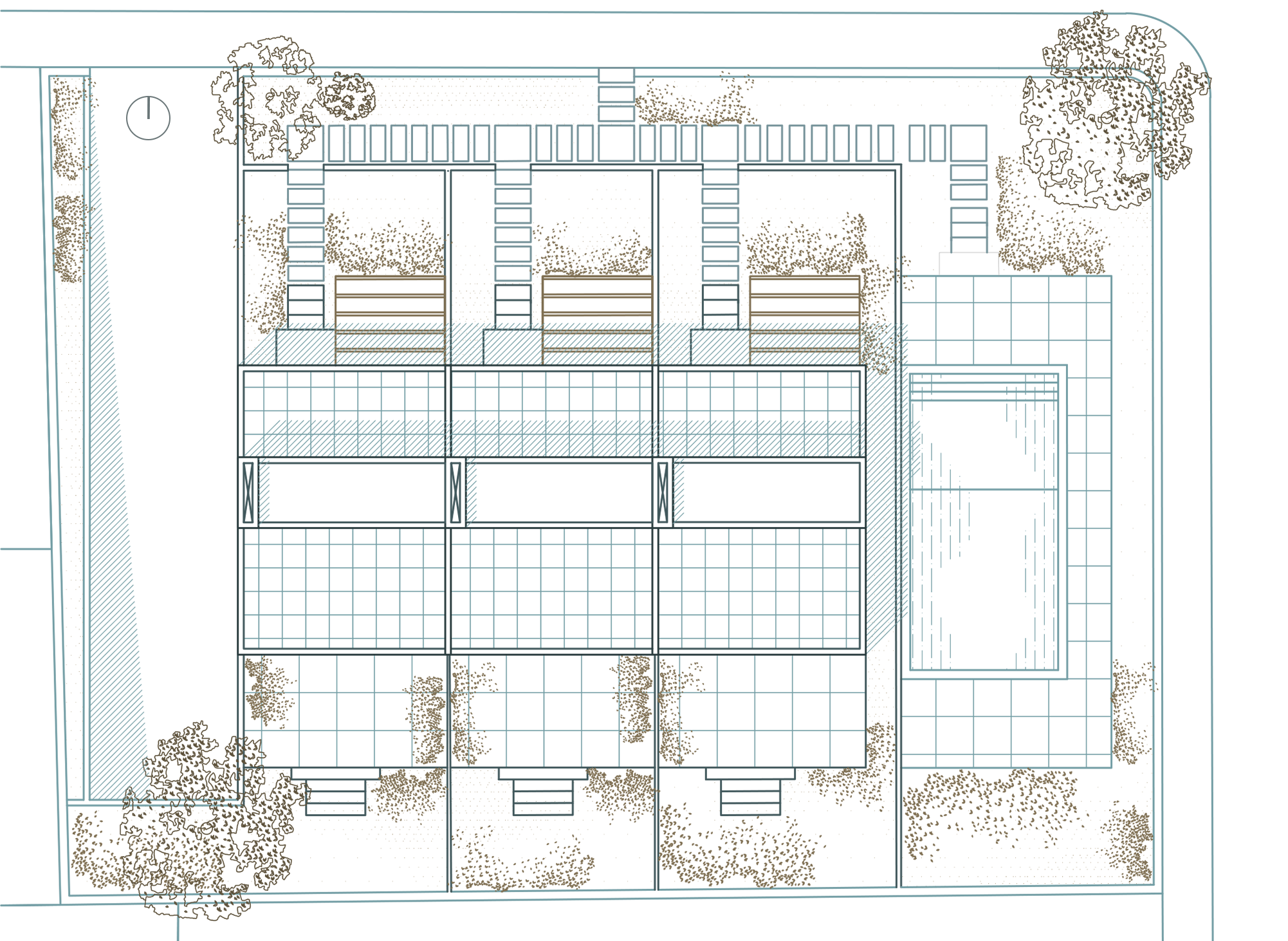 Floor plan of the semi-detached houses showing the distribution across the three levels